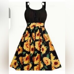 Black and Yellow Sunflower Dress
